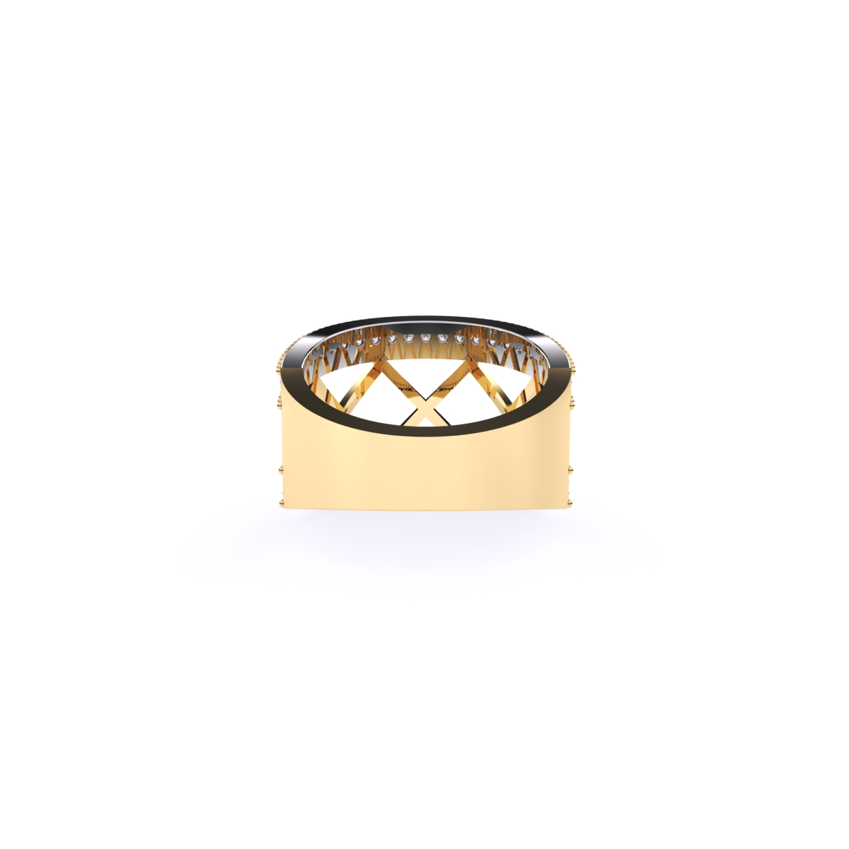 Crown Style Unique Round Diamond Rose Gold Band